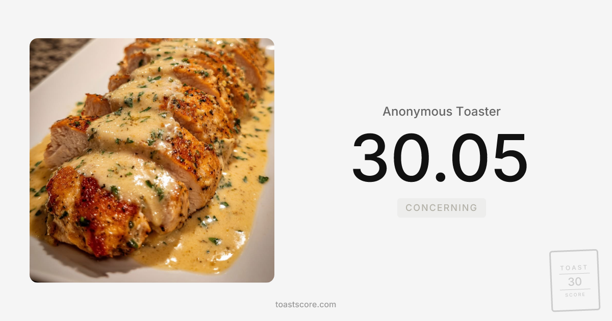Anonymous Toaster's toast scored 30.05 — Concerning